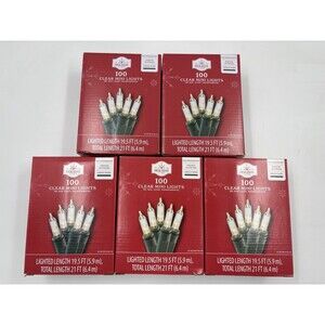 Holiday Time 100 Clear Mini Lights-Christmas-Wedding Green Wire (5 x 100 = 500)